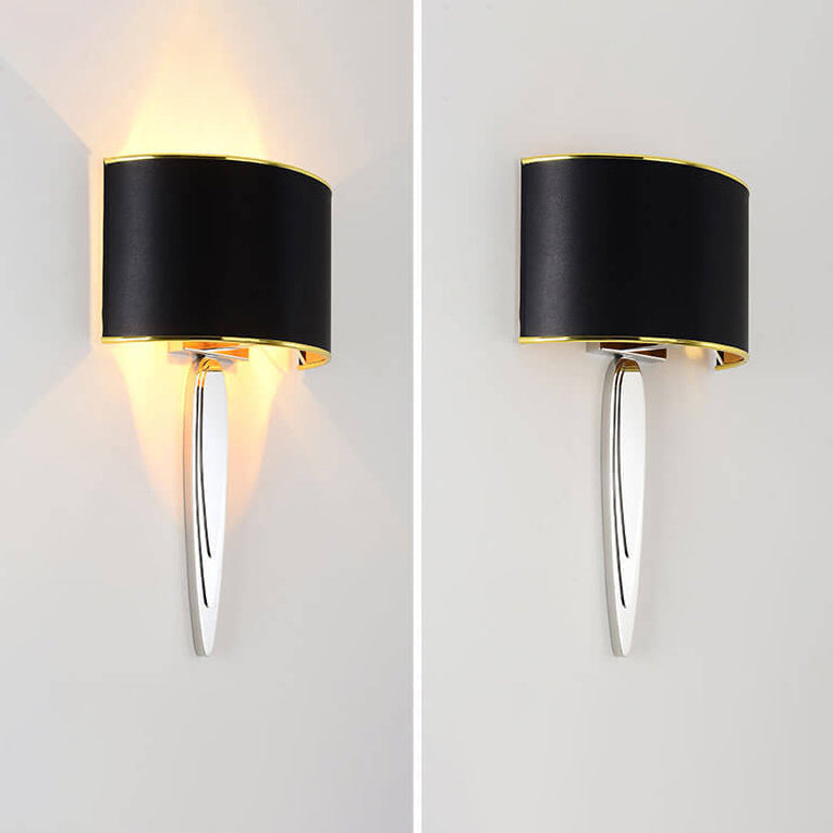 Moderne minimalistische Stoffschirm-Spiegel-Edelstahl-Wandleuchte mit 1 Licht 