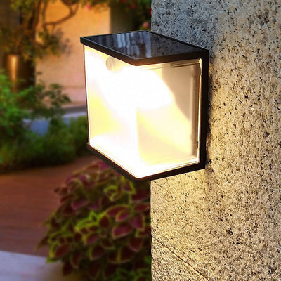 Solar Body Induction Rectangular Box Design LED Outdoor Decoration Wall Sconce Lamp