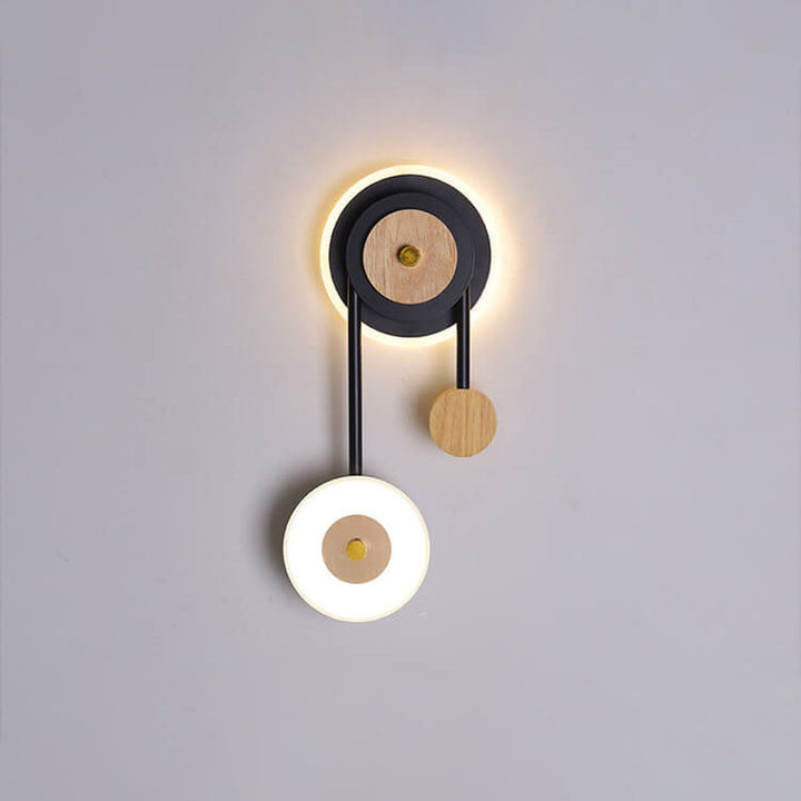 Lampe murale LED avec anneau en bois acrylique rond créatif nordique 