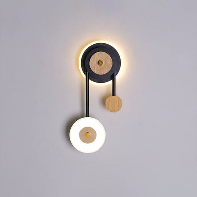 Nordic Creative Round Wood Acrylic Ring LED Wall Sconce Lamp