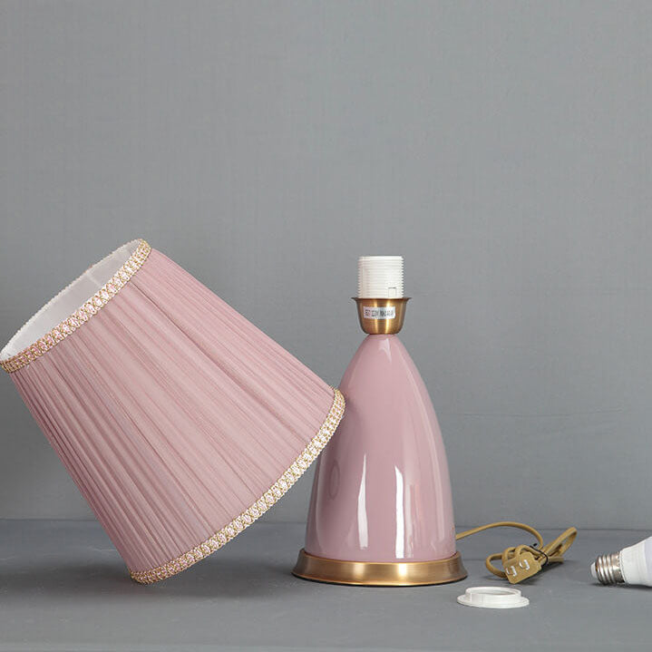 Lampe de table moderne et minimaliste à abat-jour conique en céramique à 1 lumière avec variateur tactile