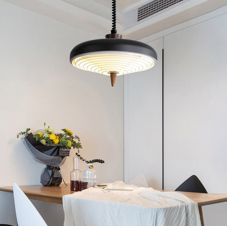 Industrielles Eisen Mehrere Japanische Stil Walnuss Ausziehbare 1-Licht Pendelleuchte 