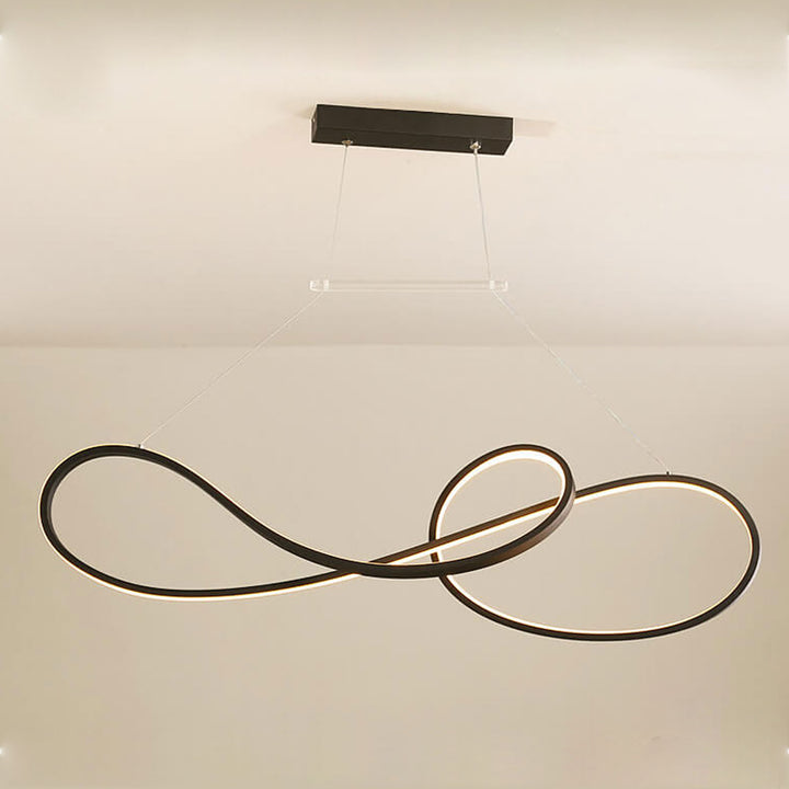 Lámpara de Araña Moderna de Lujo Ligero con Anillo Curvo LED para Isla 