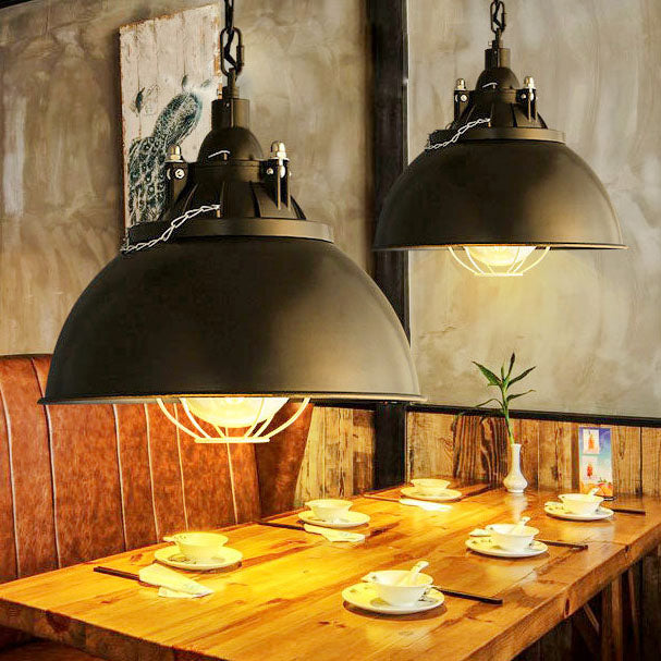 Industrial Retro Black Pot Lid Iron 1-Light Pendant Light