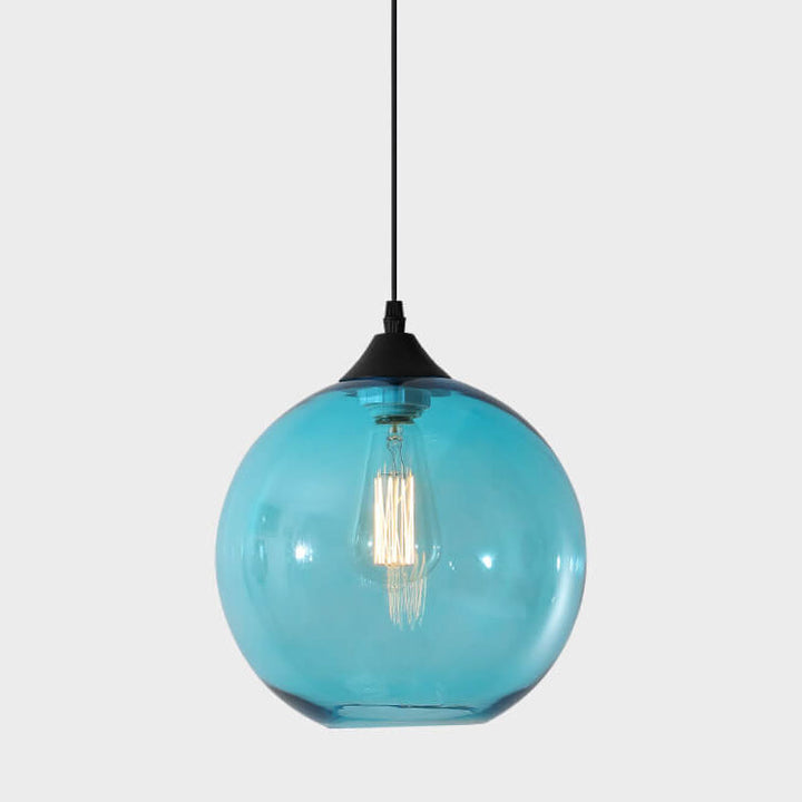 Moderner minimalistischer 1-flammiger Pendelleuchte aus farbigem Rundglas und Eisen für das Wohnzimmer 