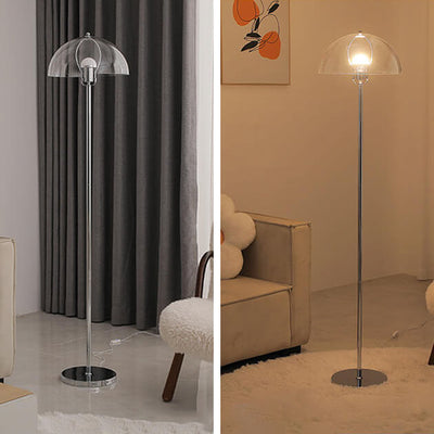 Nordic Vintage Acrylic Clear Dome LED Standing Floor Lamp