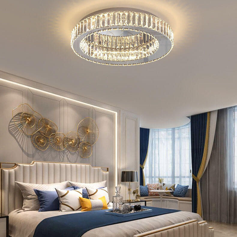 Éclairage de plafond LED en cristal moderne rond à montage affleurant 