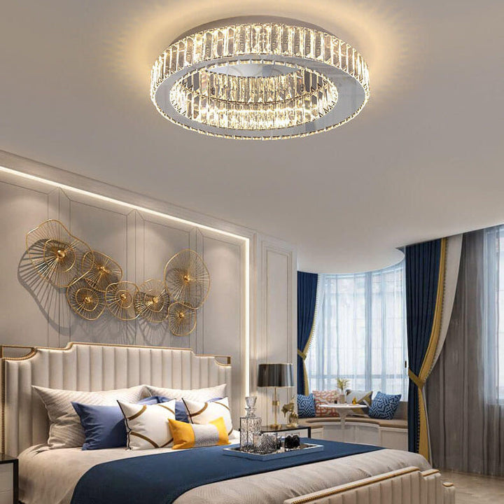 Éclairage de plafond LED en cristal moderne rond à montage affleurant 