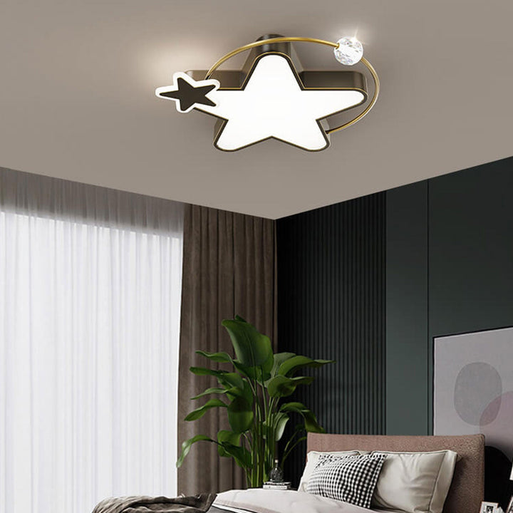 Plafonnier LED en cuivre avec cristaux en forme d&