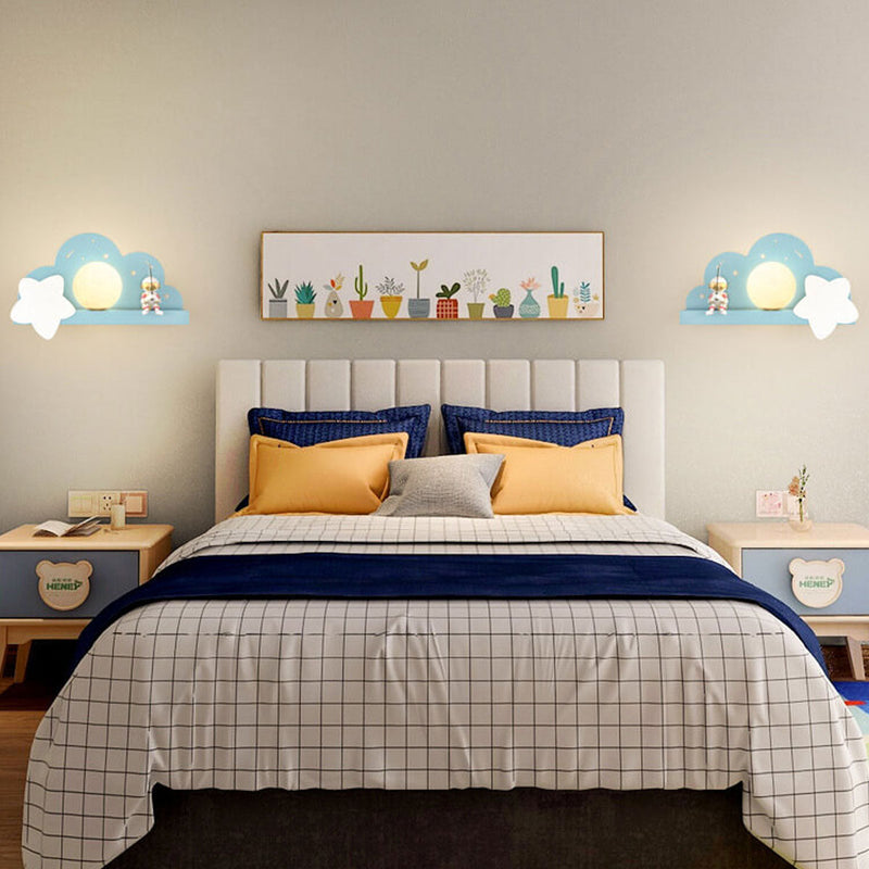 Childlike Creative Moon Astronaut Design LED Wall Sconce Lamp