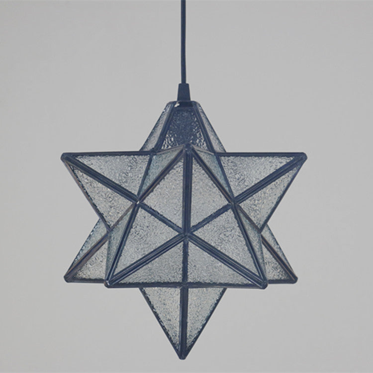 European Tiffany Pentagram Stained Glass 1-Light Pendant Light