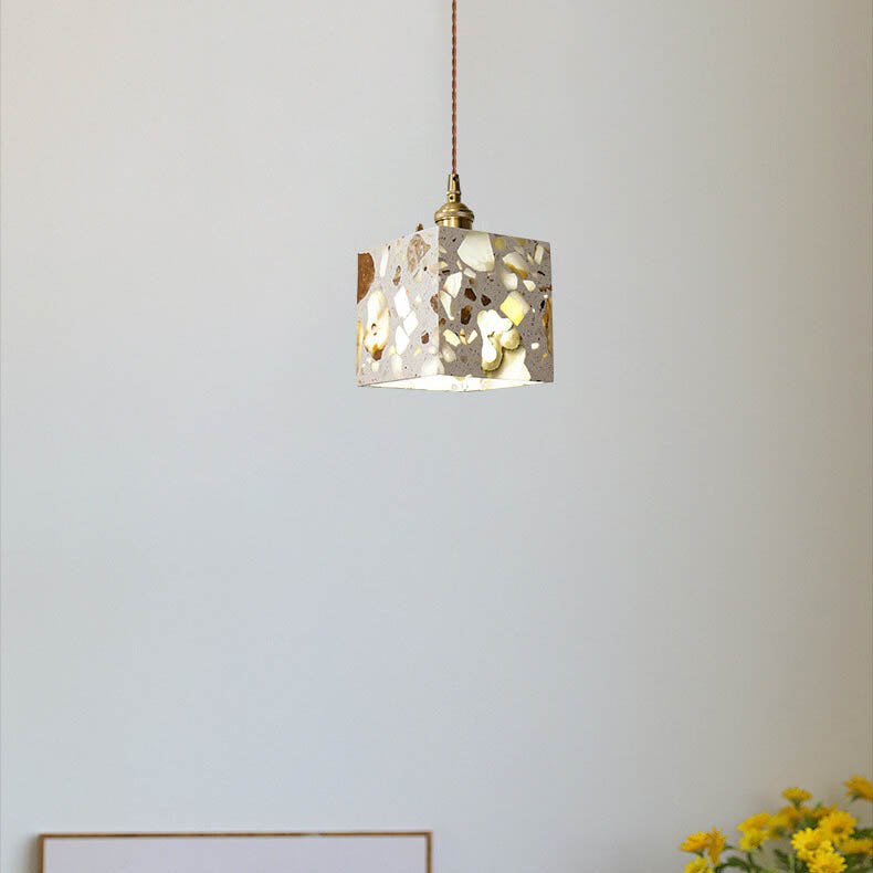 Nordic Industrial Vintage Square Geometry Kupfer Zement 1-Licht Pendelleuchte 