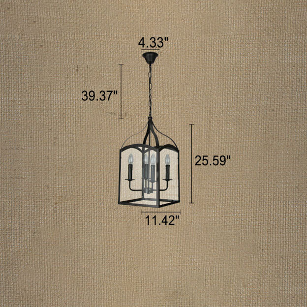 Industrielle Vintage Glaskerze Quadratischer Käfig Kronleuchter mit 4 Lichtern