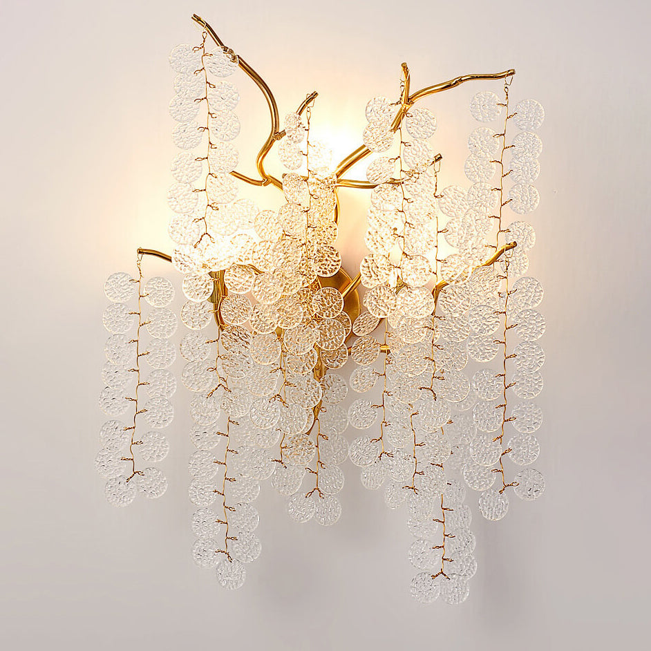 Zeitgenössische kreative Geld Baum Zweig Aluminium Glas 3-Licht Wandleuchte Lampe für Schlafzimmer 