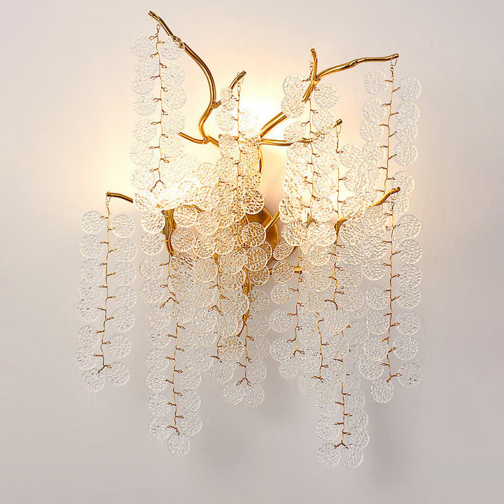Zeitgenössische kreative Geld Baum Zweig Aluminium Glas 3-Licht Wandleuchte Lampe für Schlafzimmer 