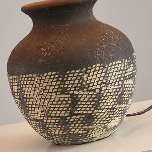 Traditionelle japanische Stoffschirm-Keramikgefäßbasis 1-Licht-Tischlampe für das Studium 