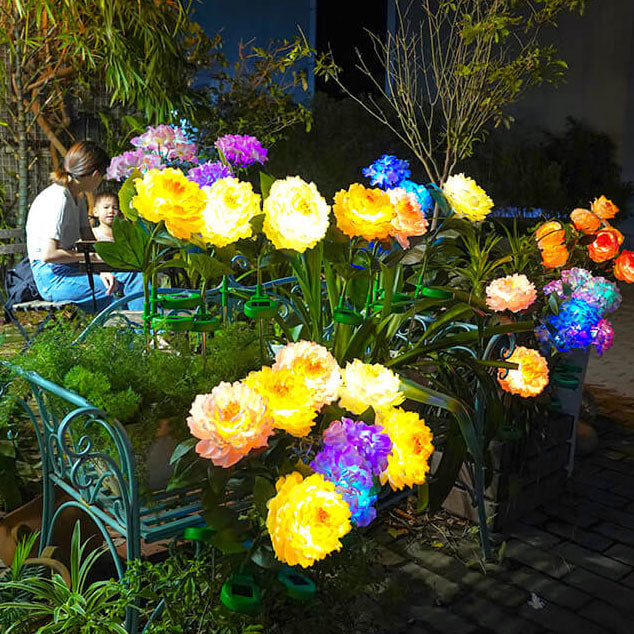 Moderne Simulation Pfingstrosenblumendekoration Wasserdichtes Solar-LED-Garten-Bodenlicht im Freien 