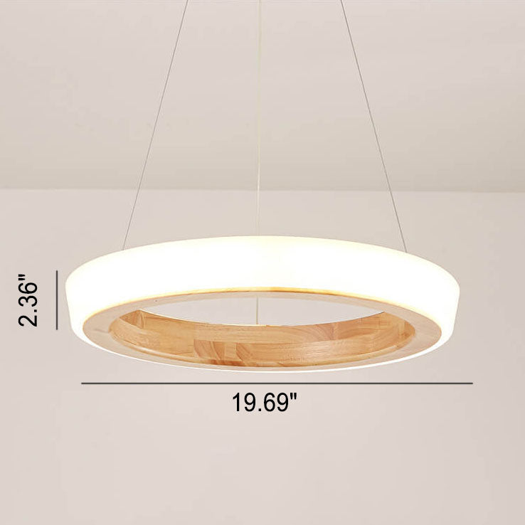 Japanese Simplicity Log Circle Island Light LED Chandelier