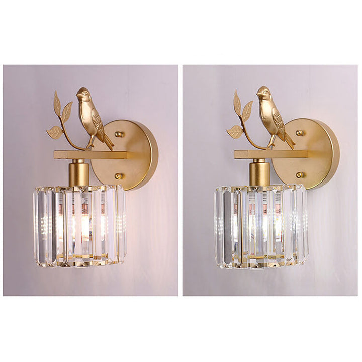 Traditionelle Vintage-Wandleuchte aus Eisen und Glas in runder Vogel-Optik, 1-flammig, für das Wohnzimmer 