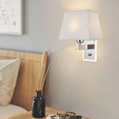 Modern Minimalist Fabric Square Plating 2-Light Wall Sconce Lamp
