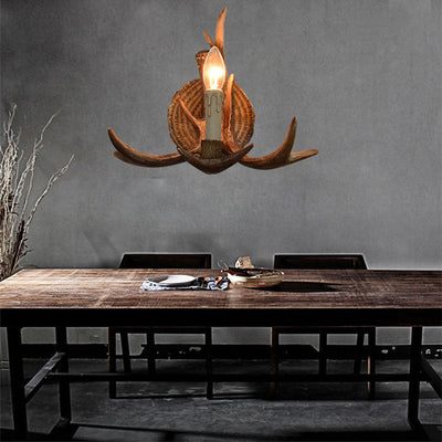 Traditional European Antler Resin 1-Light Wall Sconce Lamp For Living Room