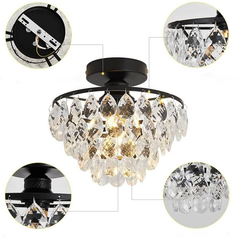 Vintage Luxus Crystal Quaste 1-Licht Semi-Flush Mount Deckenleuchte 