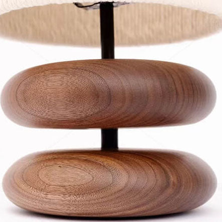 Japanischer minimalistischer Walnussstoff-Lampenschirm Zylinder 1-Licht Tischlampe 