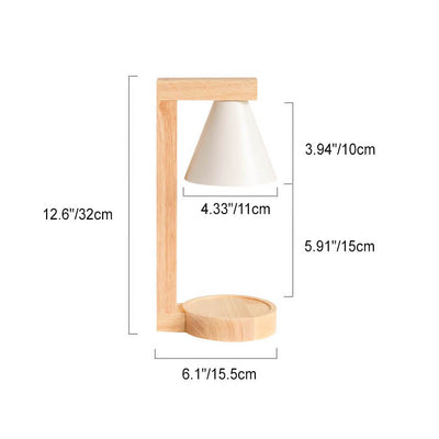 Lampe de table à cire fondue à 1 lumière avec abat-jour conique minimaliste moderne et matériel en bois 