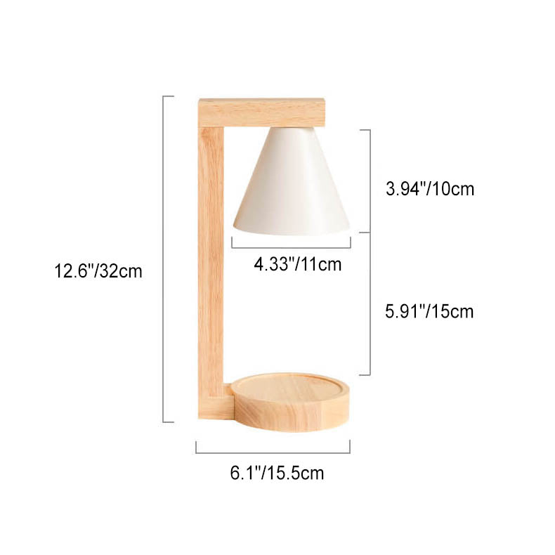 Lampe de table à cire fondue à 1 lumière avec abat-jour conique minimaliste moderne et matériel en bois 