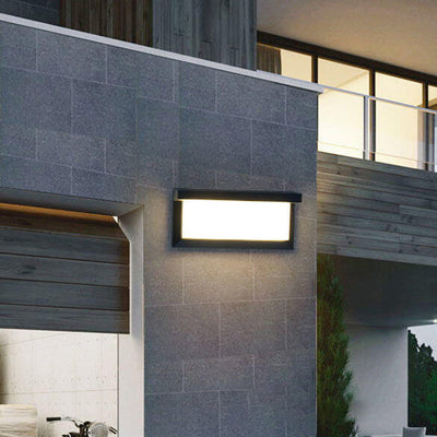 Modern Rectangular LED Sensor Outdoor Waterproof Wall Sconce Lamp