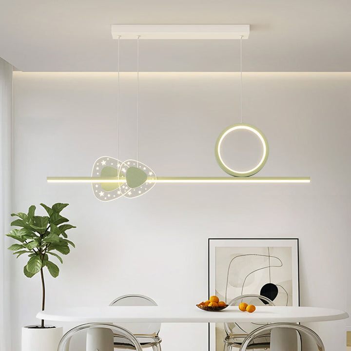 Contemporary Creative Iron Geometric Circular Line Combination Acrylic Shade LED Island Light Pendant Light For Dining Room