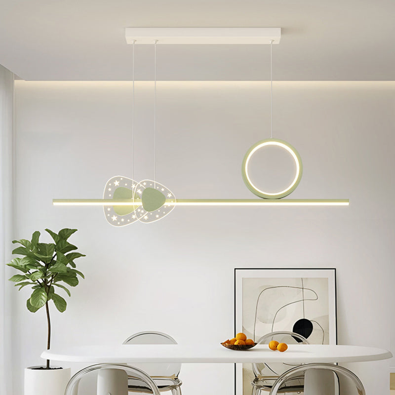 Contemporary Creative Iron Geometric Circular Line Combination Acrylic Shade LED Island Light Pendant Light For Dining Room