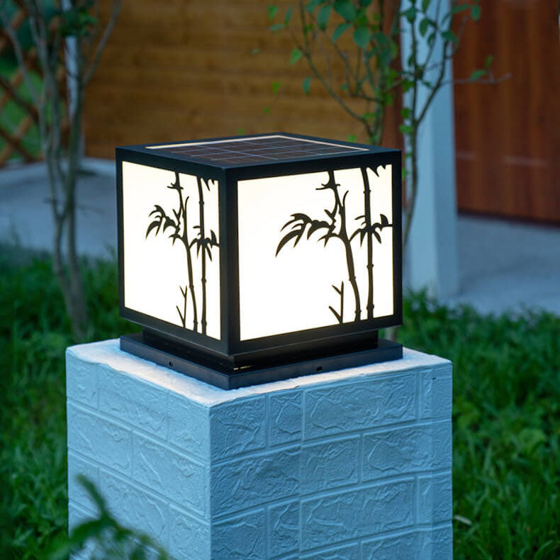 Traditionelle chinesische Solar-Quadrat-Edelstahl-Acryl-LED-Außenlandschaftsleuchte für den Außenbereich 