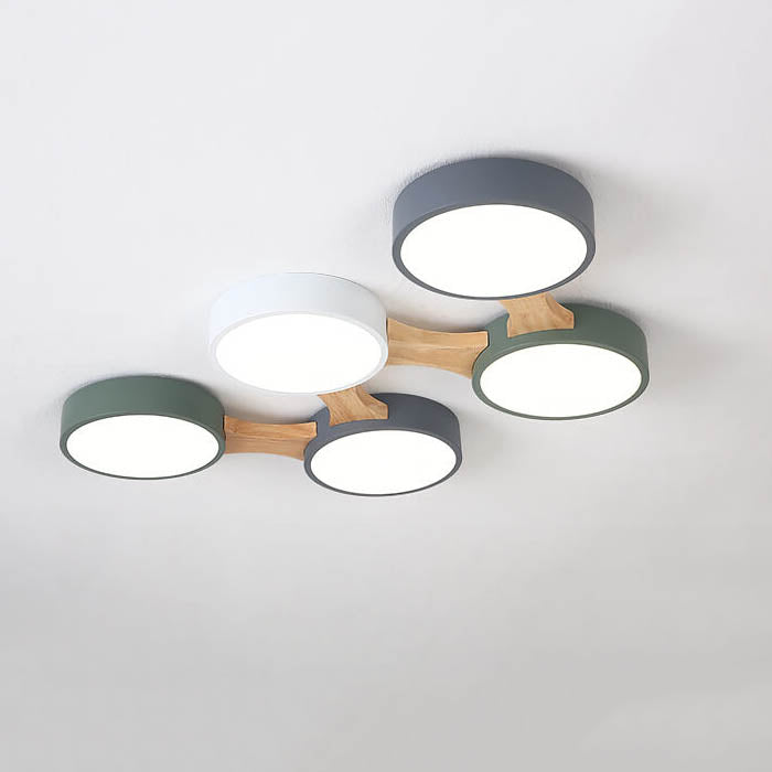 Modern Macaron Circle 3/4/5/8 Light LED Flush Mount Ceiling Light