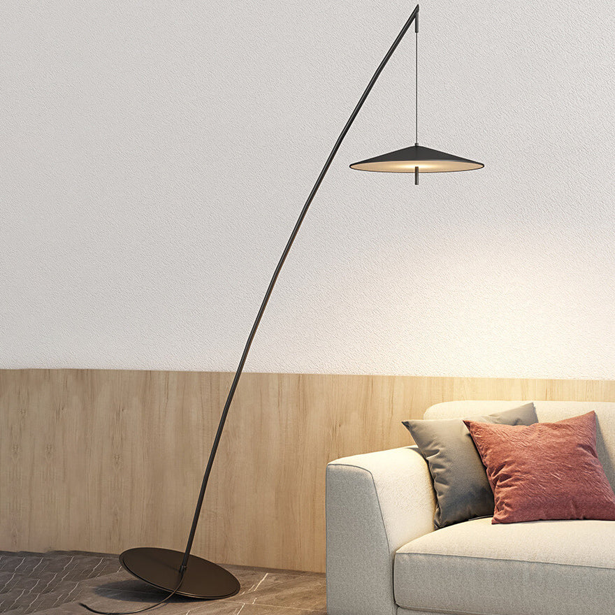 Lámpara de pie LED de hierro negro de estilo nórdico contemporáneo con diseño inclinado tipo caña de pescar para sala de estar y dormitorio 