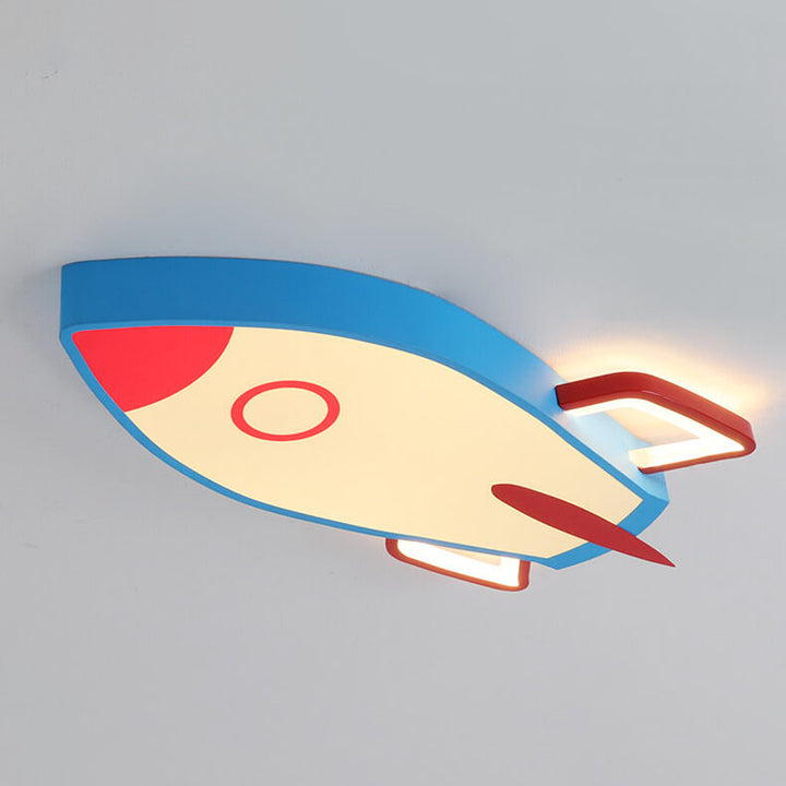 LED-Deckenleuchte aus Aluminium in Raketenform mit Cartoon-Motiv 