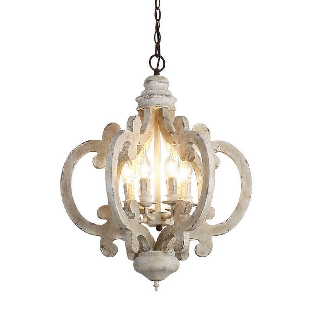 Contemporary Creative Industrial Wooden Candle Design 6-Light Chandelier For Living Room