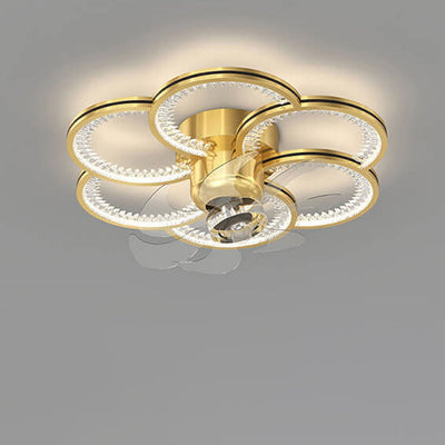 Modern Luxury Flower Petal Design LED Flush Mount Ceiling Fan Light