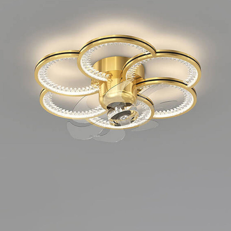 Modern Luxury Flower Petal Design LED Flush Mount Ceiling Fan Light