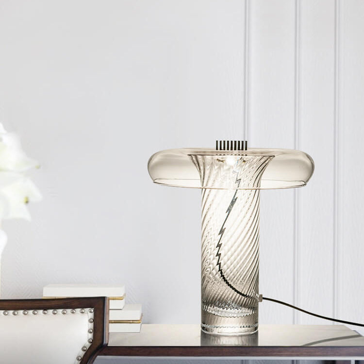 Nordic Luxury Floral Clear Glass Column LED Table Lamp