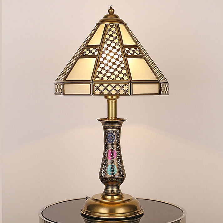Modern Luxury Glass Copper 1-Light Table Lamp For Bedroom