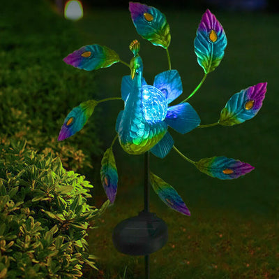 Solar Peacock Windmill Outdoor Garden Decorative Landscape Light