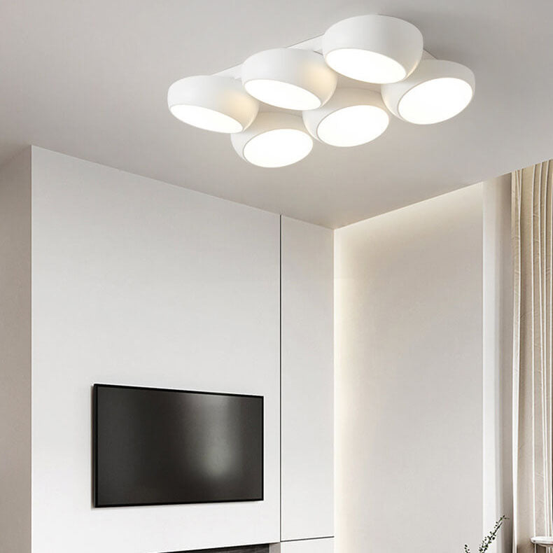 Plafonnier semi-encastré à LED rond en plastique et fer minimaliste moderne scandinave 