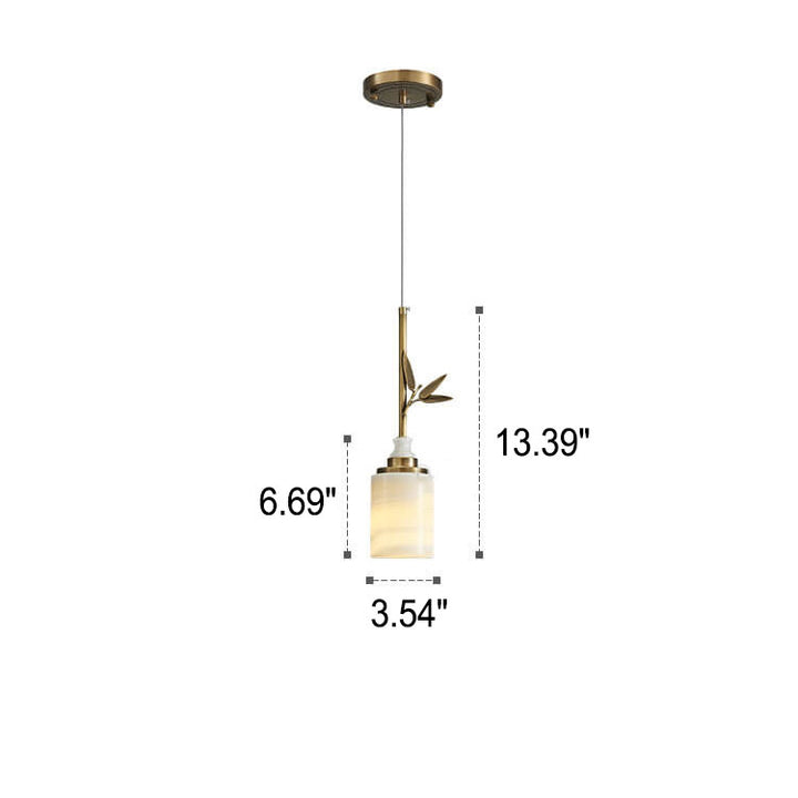 Modern Luxury Marble Column Brass 1-Light Pendant Light