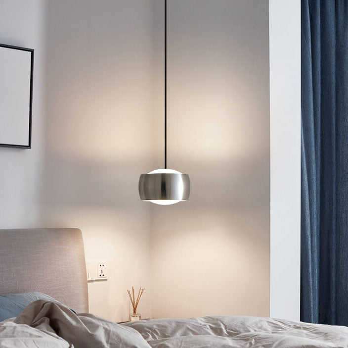 Modern Luxury Acrylic Iron Drum Round Copper LED Pendant Light for Living Room