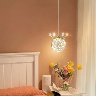 Modern Starry Crown Glass Orb LED Pendant Light