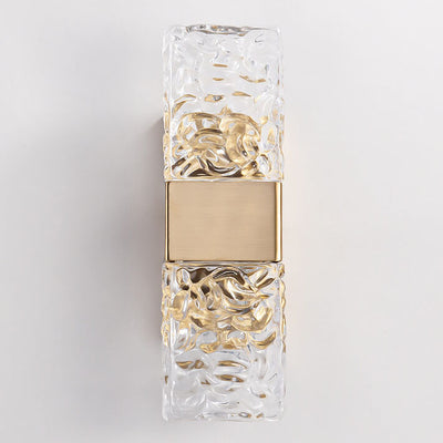 Modern Luxury Square Ripple Crystal Gold LED Wall Sconce Lamp