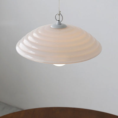 Nordic Vintage Striped Glass Round Dome 1-Light Pendant Light