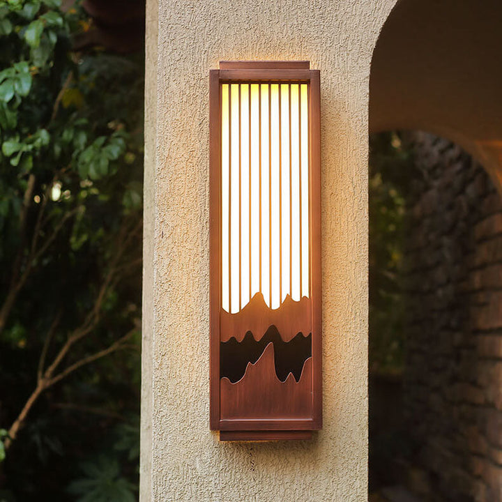 Aplique de pared moderno chino rectangular de acero inoxidable con imitación de mármol para exteriores, impermeable, de 1 luz 