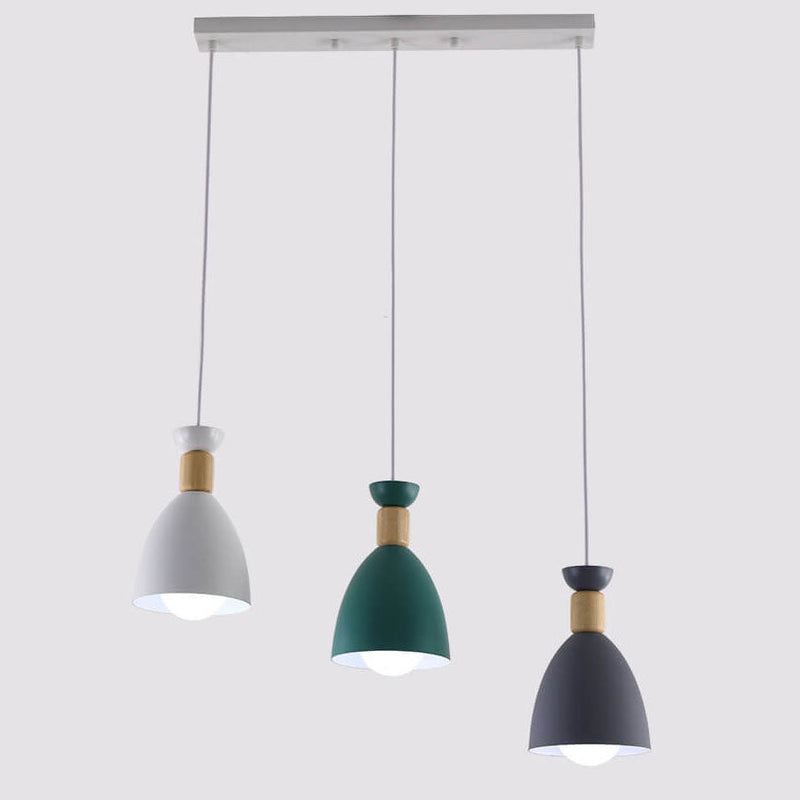 Nordic Simple Macaron Cone 3-Light Island Light Chandelier